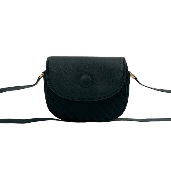 Gucci Handbags - GUCCI Old Gucci GG Logo Leather Canvas Shoulder Bag Pochette Dark Navy 45773